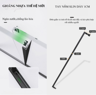 phòng tắm kính vách kính nhà tắm MS-992 slim mở trượt 1 trượt 1 fix