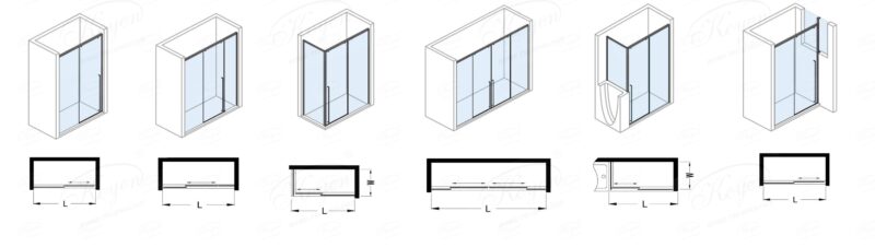 phòng tắm kính vách kính nhà tắm MS-995 cửa trượt slim Inox 304