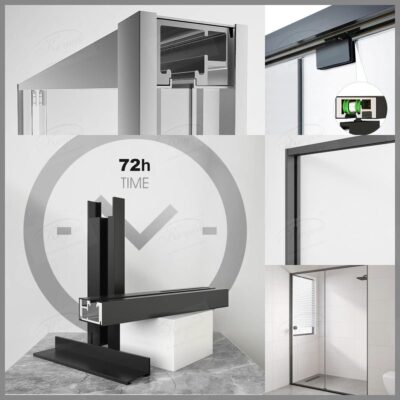 phòng tắm kính vách kính nhà tắm MS-995 cửa trượt slim Inox 304