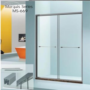 Phòng tắm kính vách kính nhà tắm MS-669 hệ slim 2 cánh trượt,giảm chấn